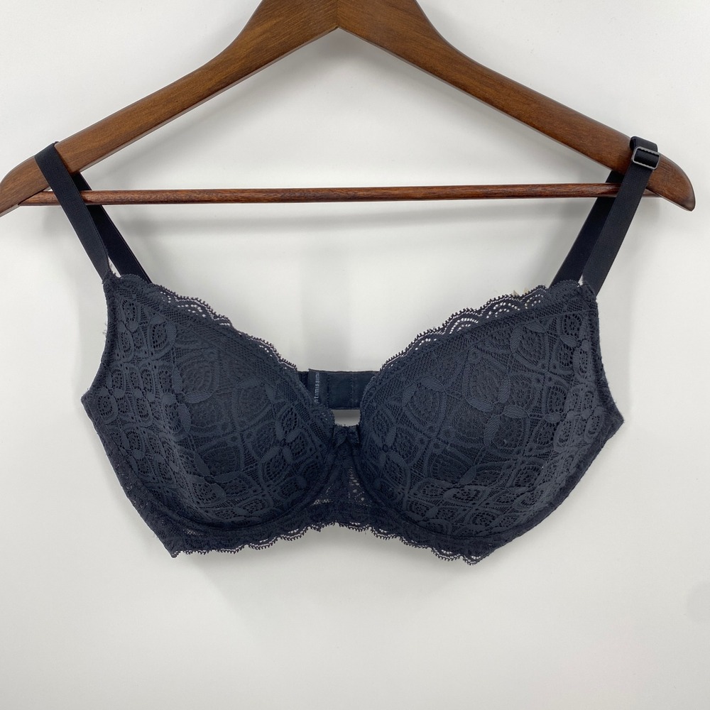Intimissimi Irina Lace Underwire Bra Womens 34DD Black Floral Romantic Coquette